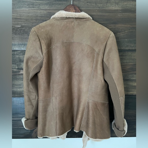 Vince Spanish Merino Lamb Shearling Cascade Drape Jacket Classic Luxury SZ L - Picture 2 of 14